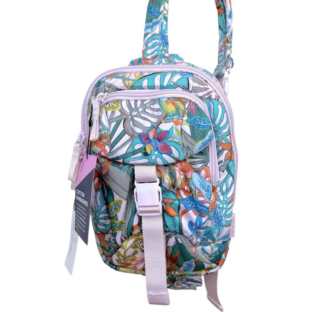 NWT Vera Bradley Women's Cotton Utility Sling Backpack, Rain Forest Canopy - Picture 6 of 14